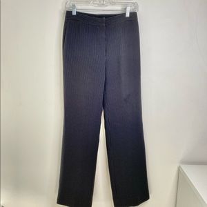 Elie Tahari Womens Dress Pants Black Sz 4 Relaxed Flat Front Stretch Pinstriped